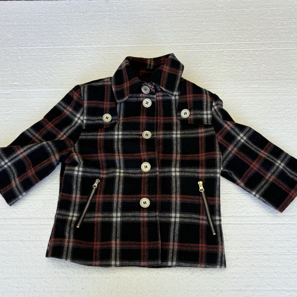 Apollo Outerwear Womens Plaid Button Up Jacket Red Black White Size‎ Small